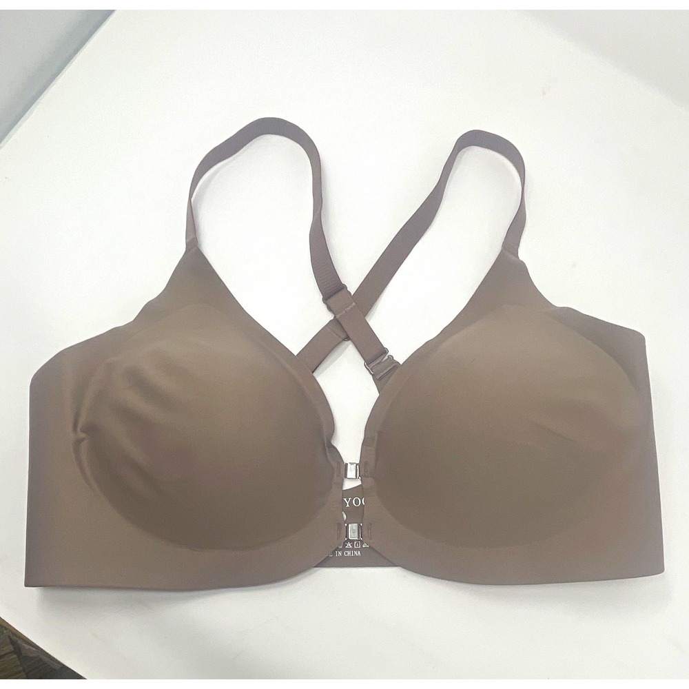 SHOWYOO Women'sWirelessT-ShirtBra XL Solid Front Magnetic Closure Adjustable